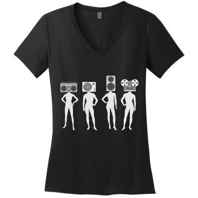 Retro Music Head Women's V-Neck T-Shirt