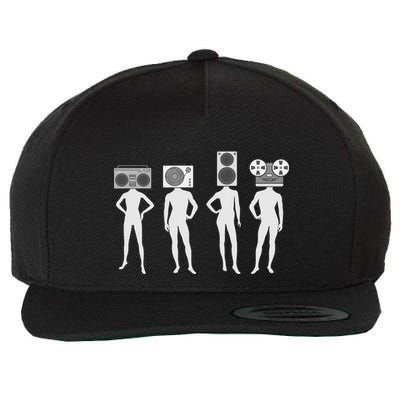 Retro Music Head Wool Snapback Cap