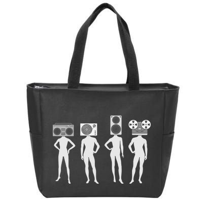 Retro Music Head Zip Tote Bag
