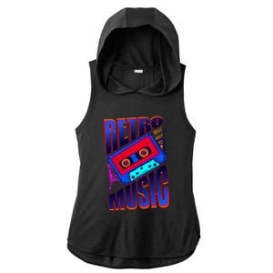 Retro Music Neon Ladies PosiCharge Tri-Blend Wicking Draft Hoodie Tank