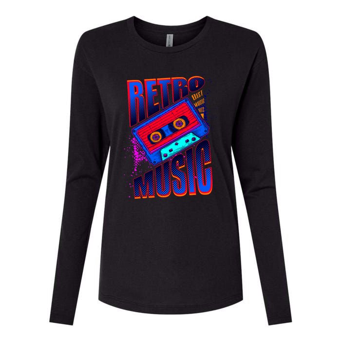 Retro Music Neon Womens Cotton Relaxed Long Sleeve T-Shirt