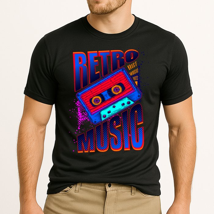Retro Music Neon Cooling Performance Crew T-Shirt