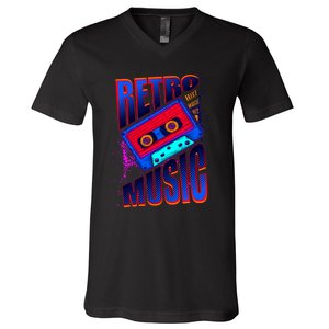 Retro Music Neon V-Neck T-Shirt