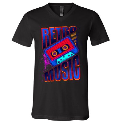 Retro Music Neon V-Neck T-Shirt