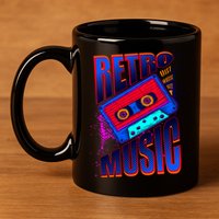 Retro Music Neon 11oz C Handle Ceramic Mug