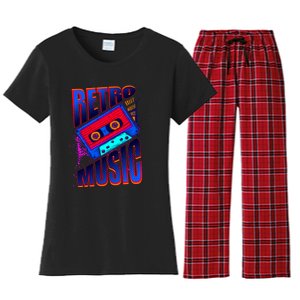 Retro Music Neon Women's Flannel Pajama Set