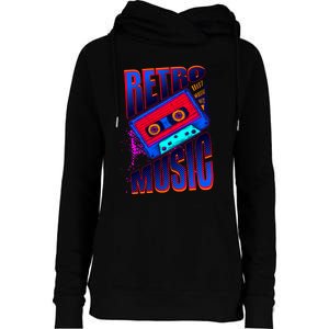 Retro Music Neon Womens Funnel Neck Pullover Hood