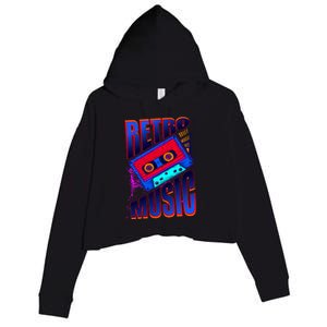 Retro Music Neon Crop Fleece Hoodie