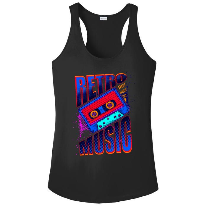 Retro Music Neon Ladies PosiCharge Competitor Racerback Tank