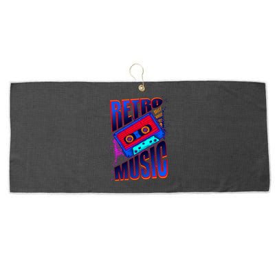 Retro Music Neon Large Microfiber Waffle Golf Towel