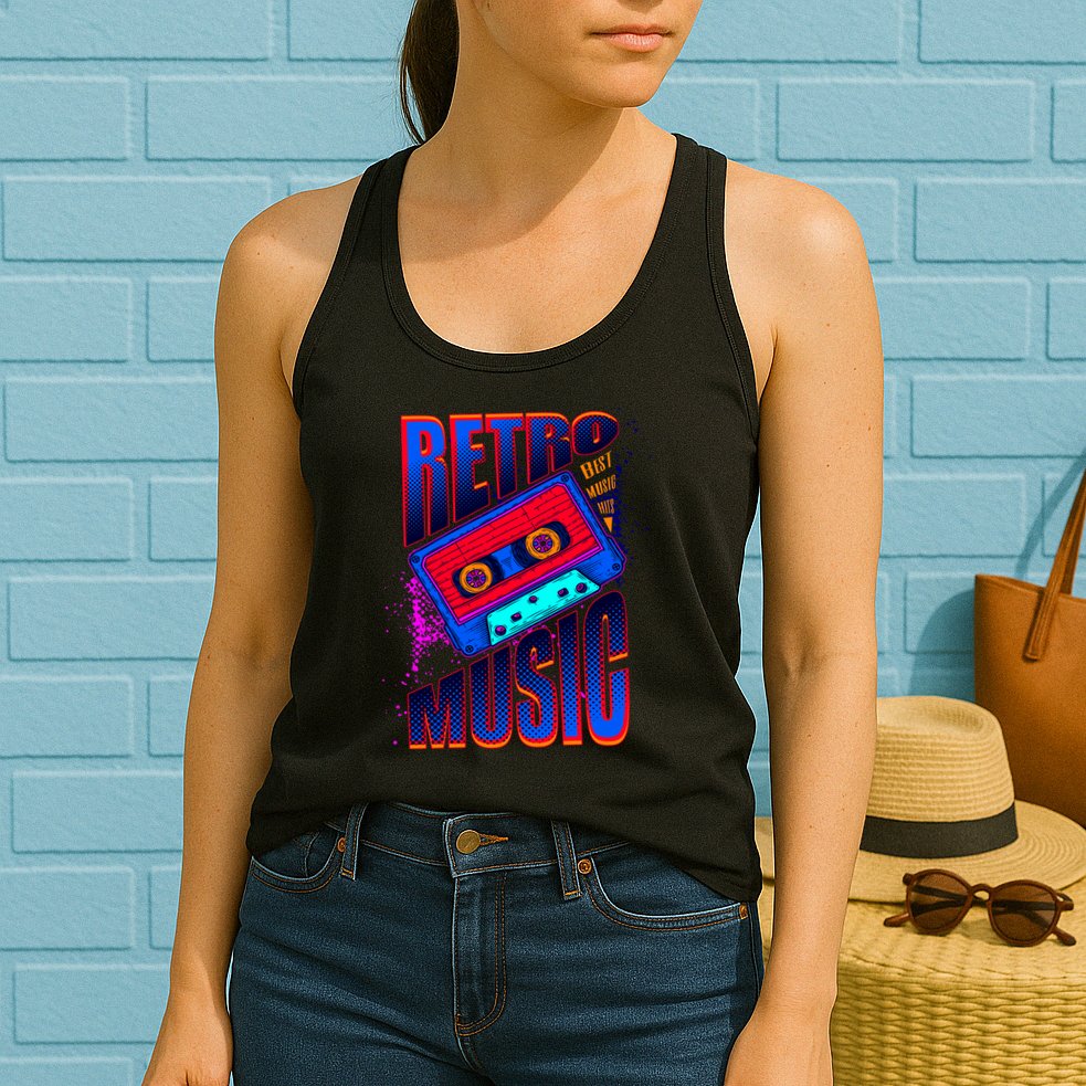 Retro Music Neon Womens Tank Top