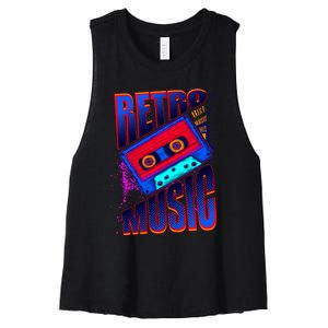 Retro Music Neon Women's Racerback Cropped Tank