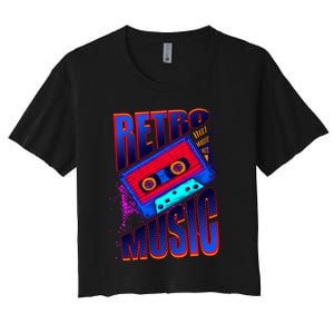 Retro Music Neon Women's Crop Top Tee