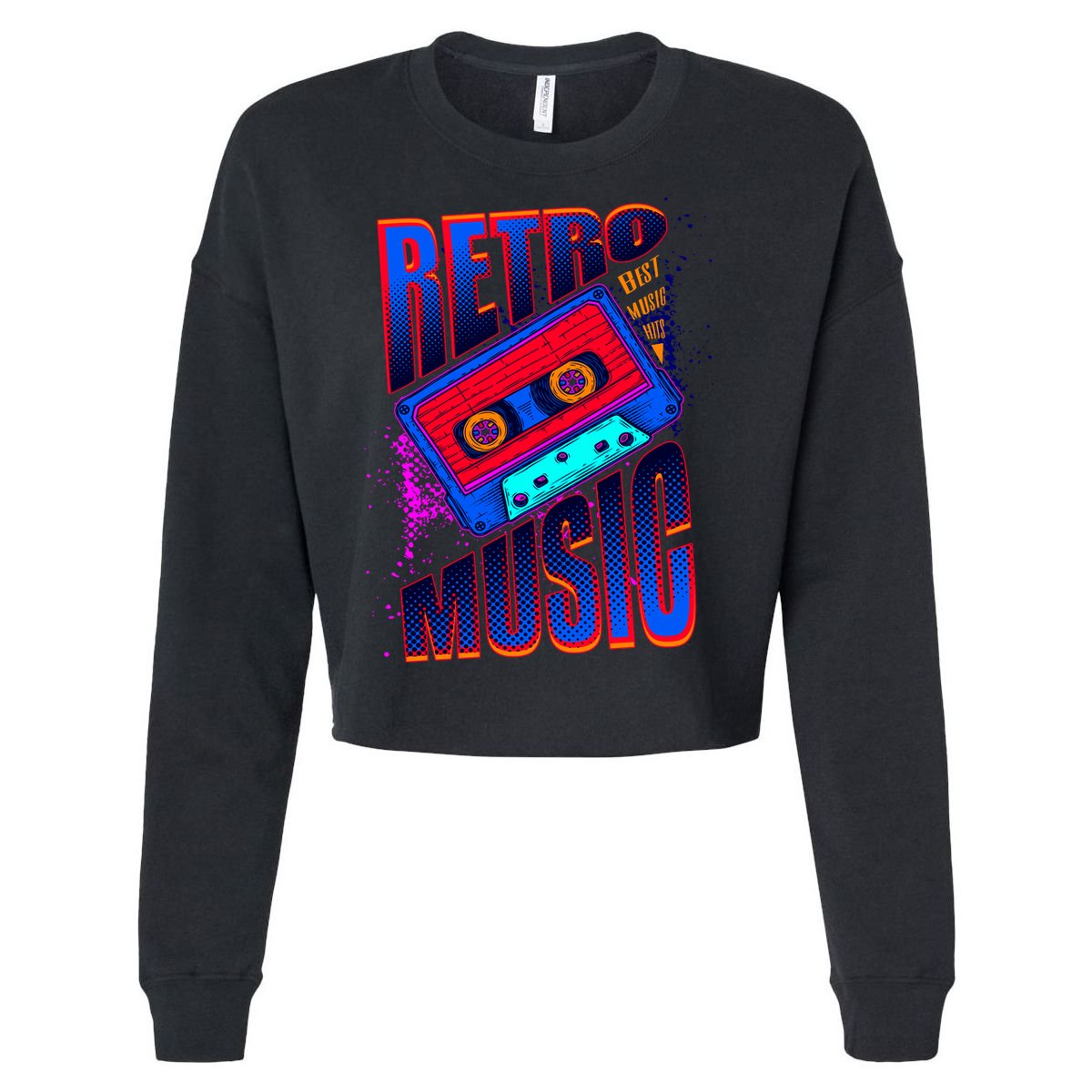 Retro Music Neon Cropped Pullover Crew
