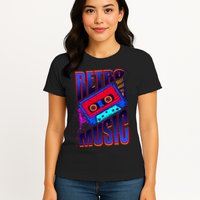 Retro Music Neon Womens T-Shirt