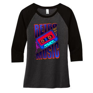 Retro Music Neon Women's Tri-Blend 3/4-Sleeve Raglan Shirt