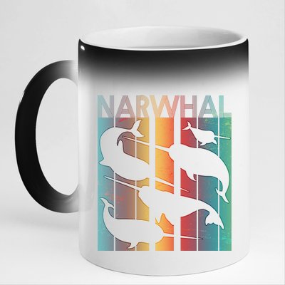 Retro Narwhal 11oz Black Color Changing Mug