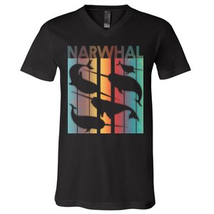 Retro Narwhal V-Neck T-Shirt