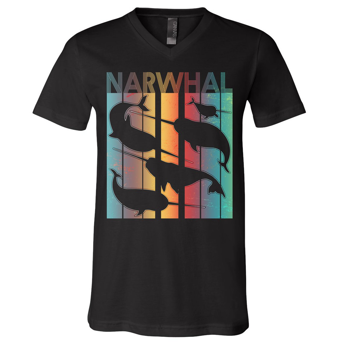Retro Narwhal V-Neck T-Shirt