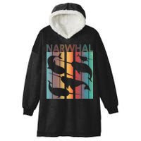 Retro Narwhal Hooded Wearable Blanket