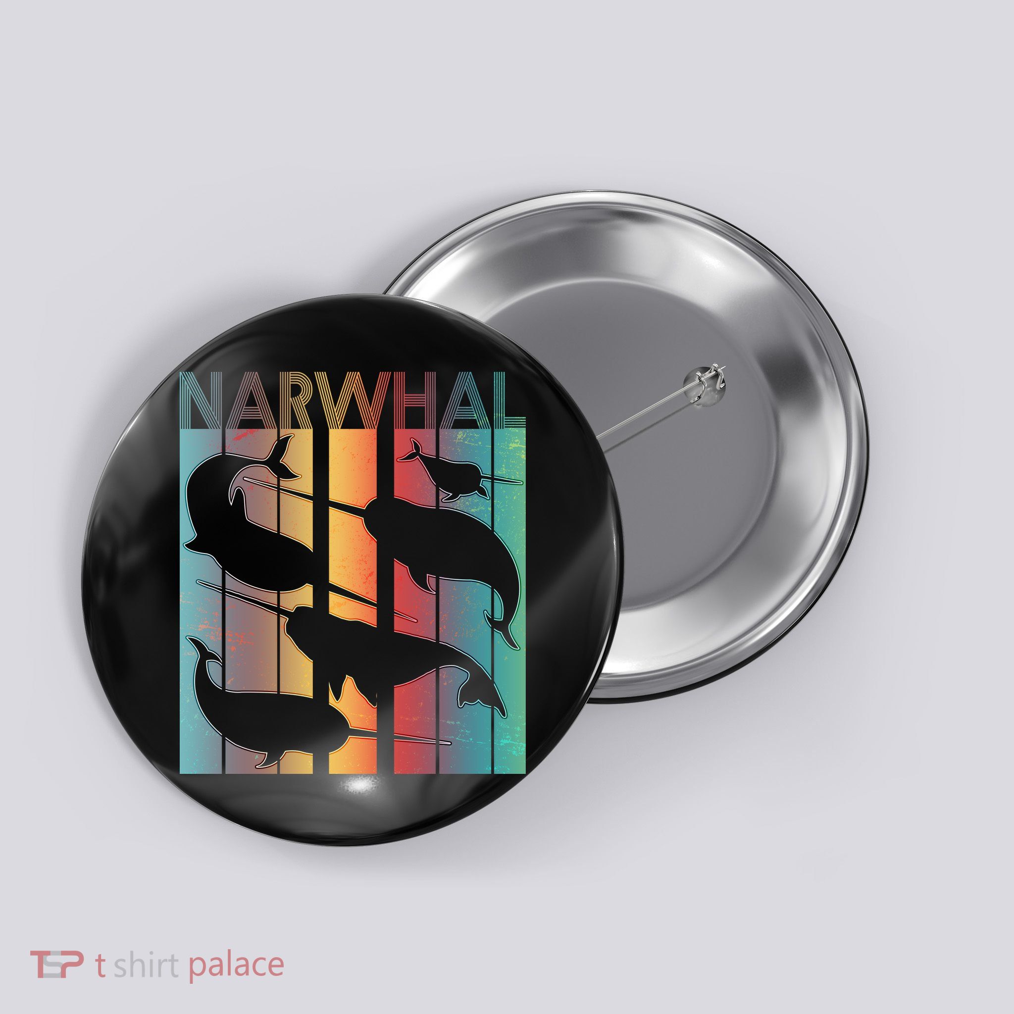 Retro Narwhal Button