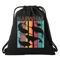 Retro Narwhal Drawstring Bag