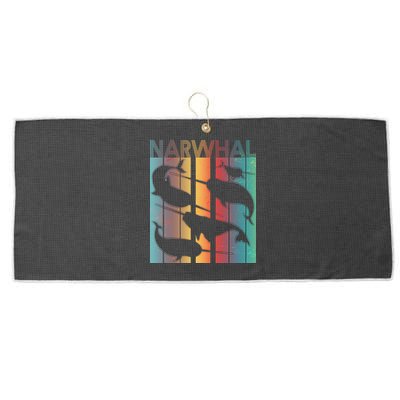 Retro Narwhal Large Microfiber Waffle Golf Towel