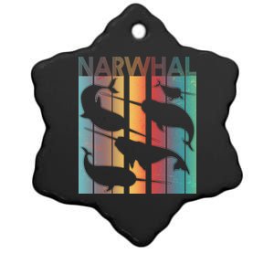 Retro Narwhal Ceramic Star Ornament