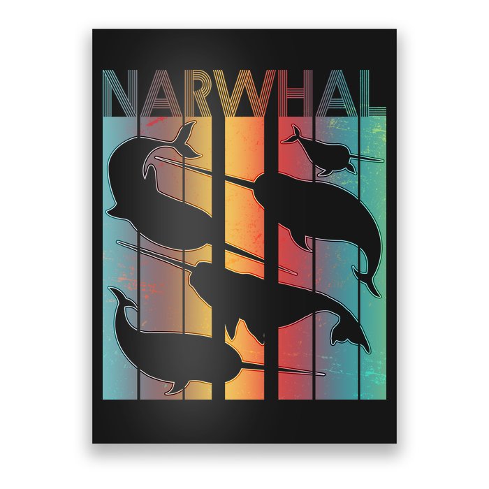 Retro Narwhal Poster