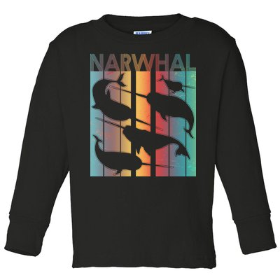 Retro Narwhal Toddler Long Sleeve Shirt