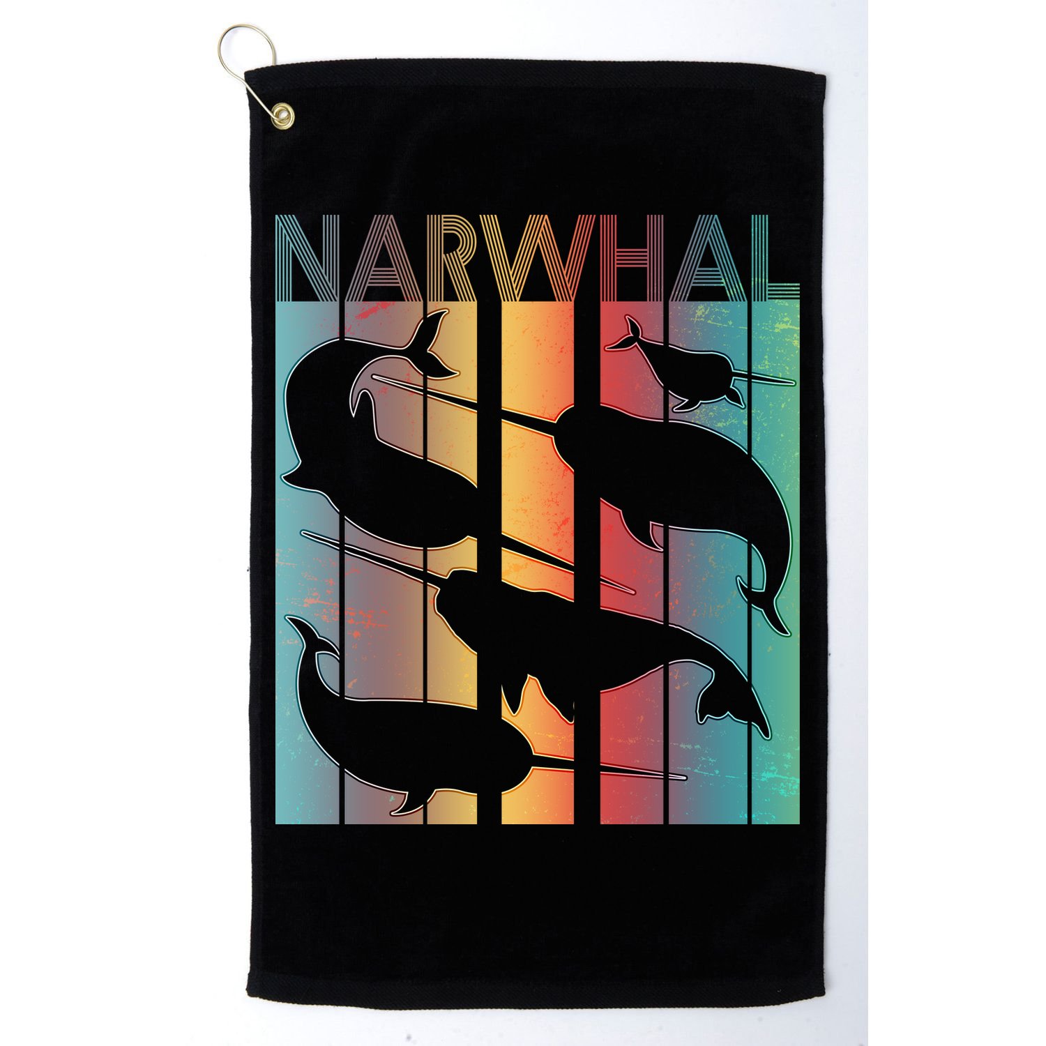 Retro Narwhal Golf Towel