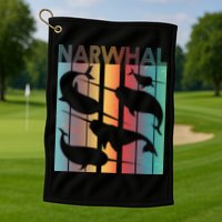 Retro Narwhal Golf Towel