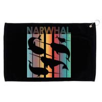 Retro Narwhal Grommeted Golf Towel