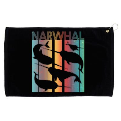 Retro Narwhal Grommeted Golf Towel