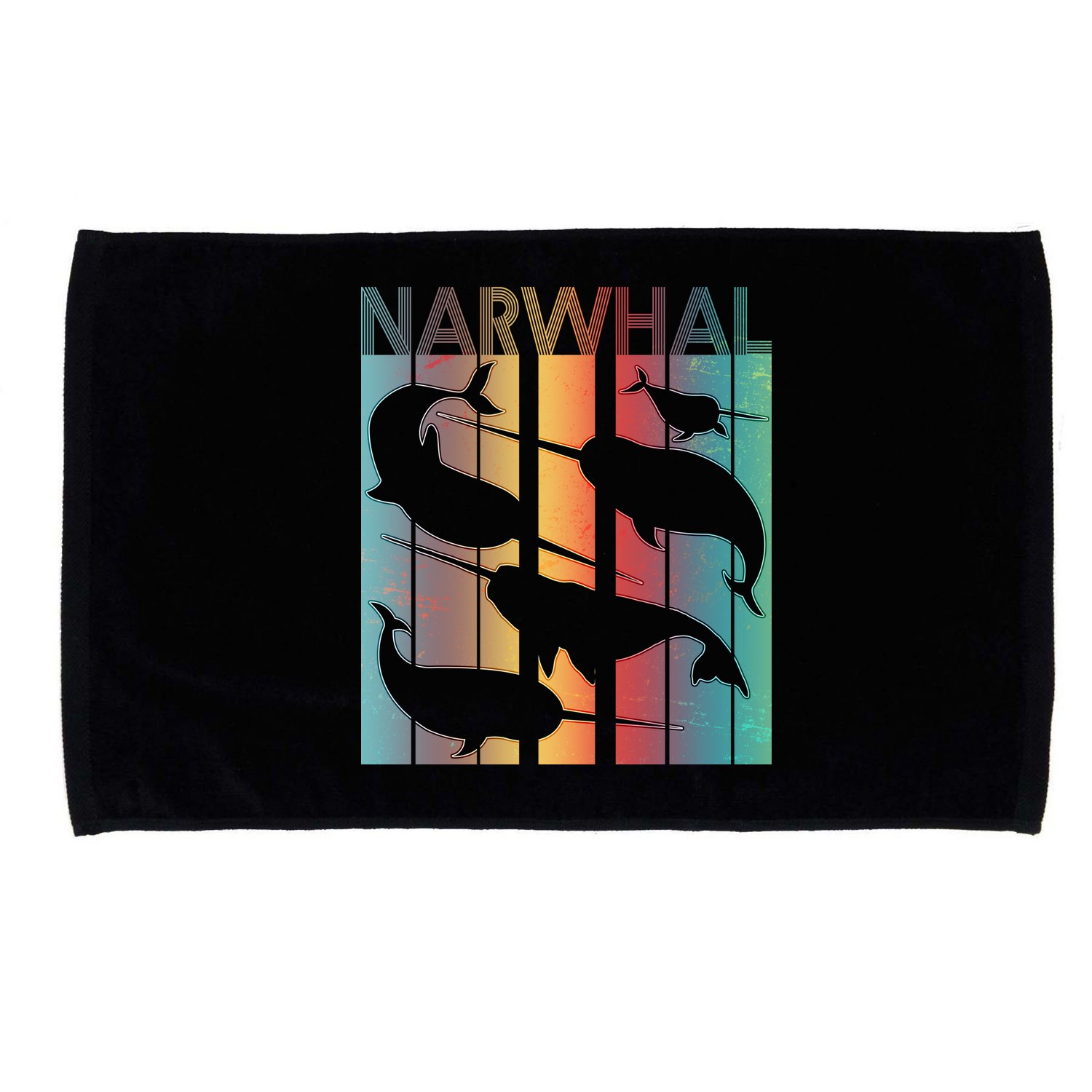 Retro Narwhal Microfiber Hand Towel