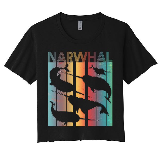 Retro Narwhal Crop Top
