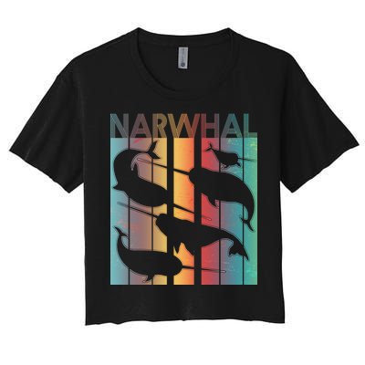 Retro Narwhal Women's Crop Top Tee