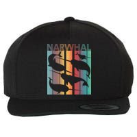 Retro Narwhal Wool Snapback Cap