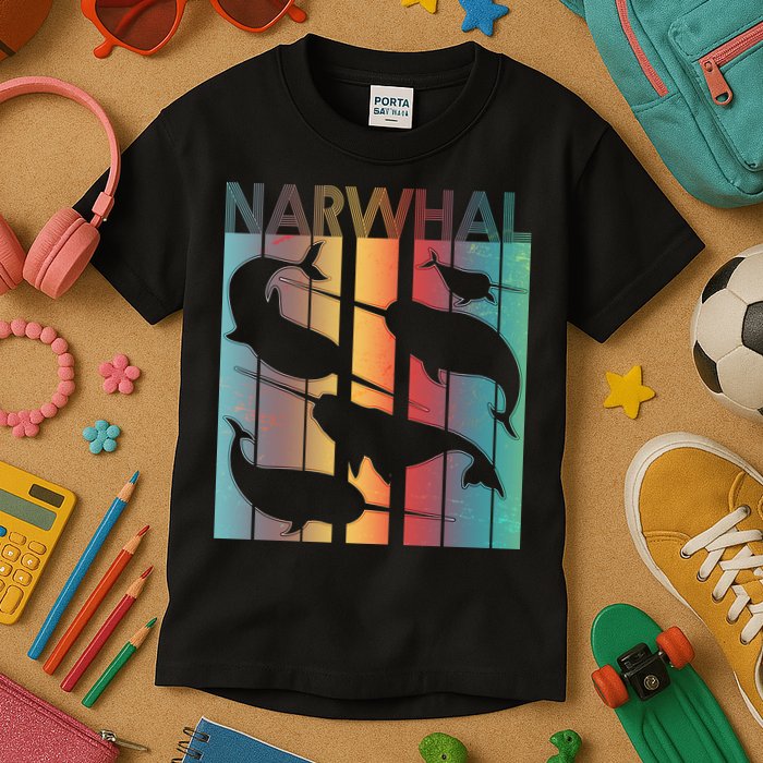 Retro Narwhal Kids T-Shirt