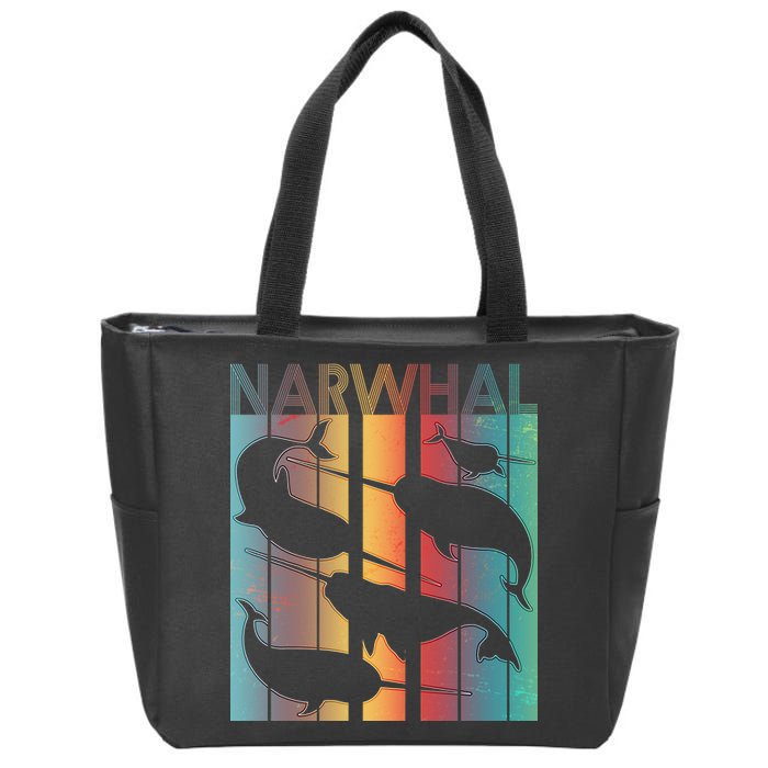 Retro Narwhal Zip Tote Bag