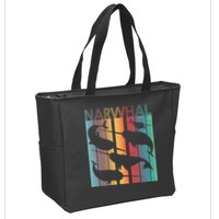 Retro Narwhal Zip Tote Bag