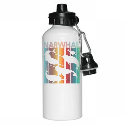 Retro Narwhal Aluminum Water Bottle