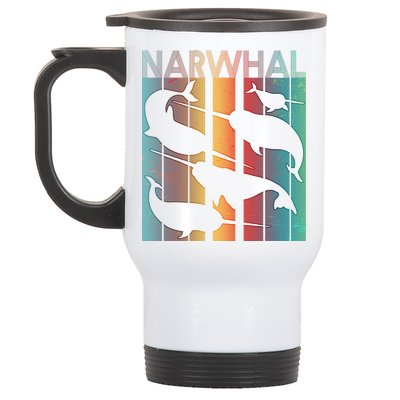 Retro Narwhal Stainless Steel Travel Mug