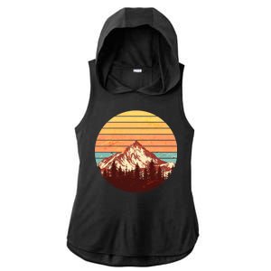 Retro Nature Mountains Ladies PosiCharge Tri-Blend Wicking Draft Hoodie Tank