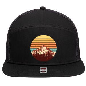 Retro Nature Mountains 7 Panel Mesh Trucker Snapback Hat