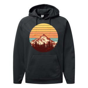 Retro Nature Mountains Performance Fleece Hoodie