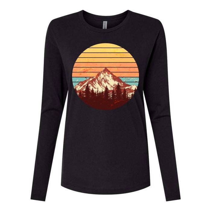 Retro Nature Mountains Womens Cotton Relaxed Long Sleeve T-Shirt