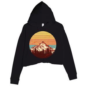 Retro Nature Mountains Crop Fleece Hoodie