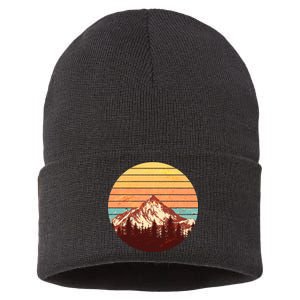 Retro Nature Mountains Sustainable Knit Beanie