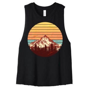 Retro Nature Mountains Women's Racerback Cropped Tank